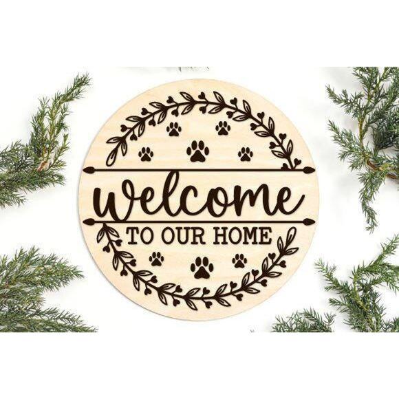 Welcome or Home Sweet Home Laser Cut Custom Wood Signs Gift - Picture 1 of 7